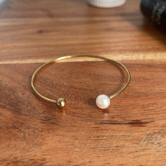 Gold plates mallorca bracelet with pearl - Picture 3 of 6